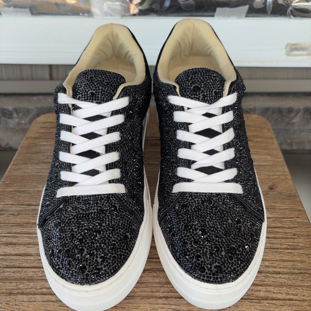 Betsey Johnson Bret Sneakers Women's Size 9 M Black Rhinestone Platform Shoes